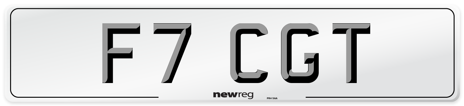 F7 CGT Number Plate from New Reg